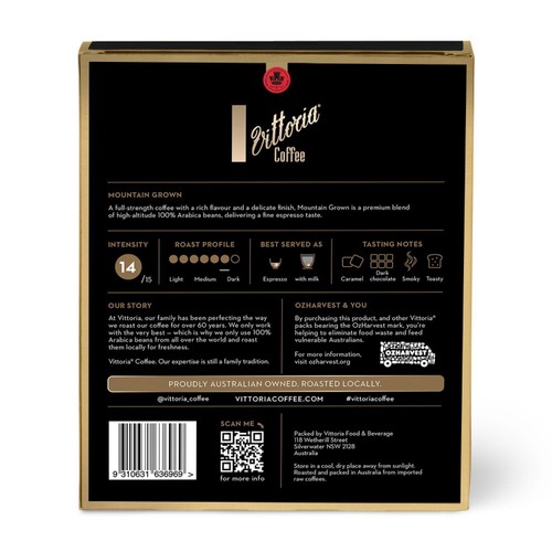 Vittoria Mountain Grown Aluminium Nespresso Compatible Capsules