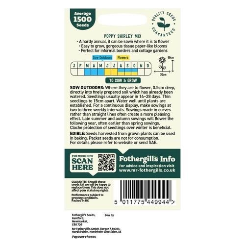 Mr Fothergills Seeds Oh Sow Simple Poppy Mix