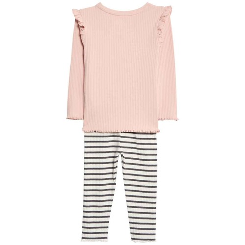 M&S Flower Top & Bottom Outfit, 12-18 Months, Cream