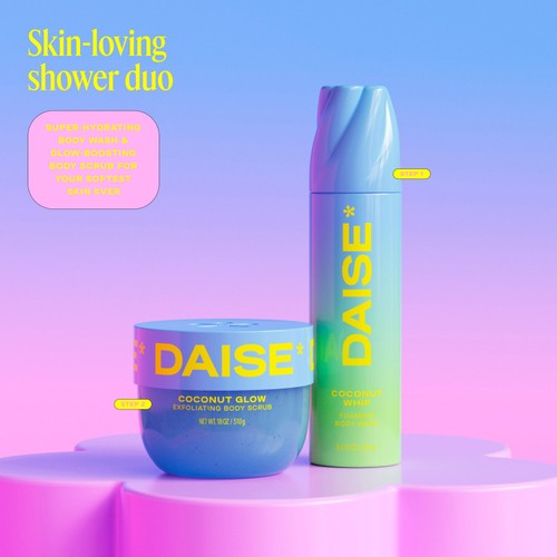 DAISE Exfoliating Body Scrub in Coconut Glow, For Soft Glowing Skin