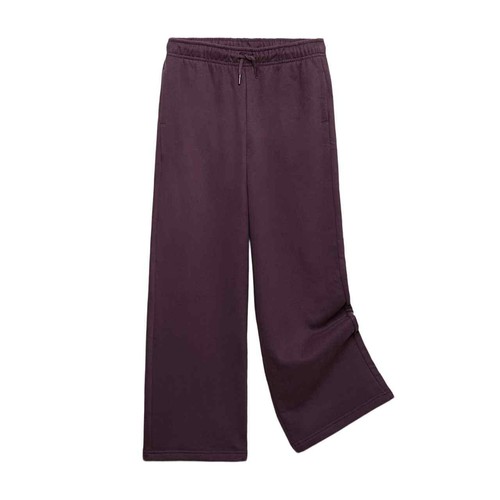 M&S Girls Wide Leg Cotton Rich Joggers, 8-9 Y, Blackberry