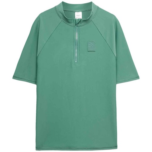 M&S Boys Round Neck Rash Vest, 8-9 Years, Green