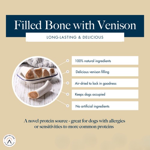 Hollings Filled Dog Bone, Venison Dog Treat