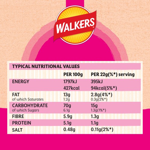 Walkers Baked Prawn Cocktail Snacks Crisps 6 x 22g