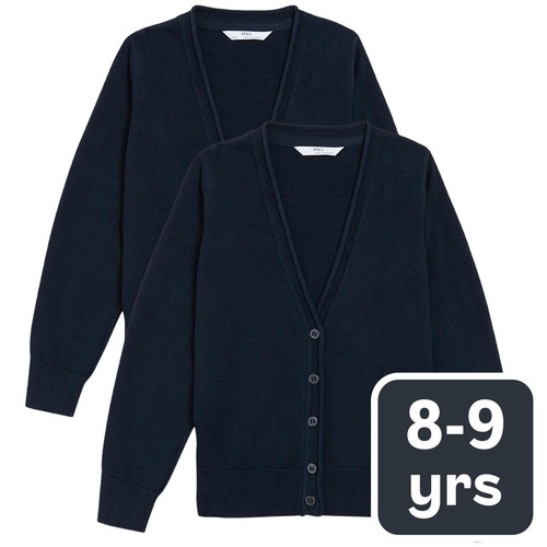 M&S 2PK COTTON CARDIGAN WITH STAYNEW 8-9 Y