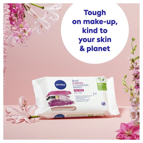 NIVEA Biodegradable Cleansing Face Wipes for Dry Skin 