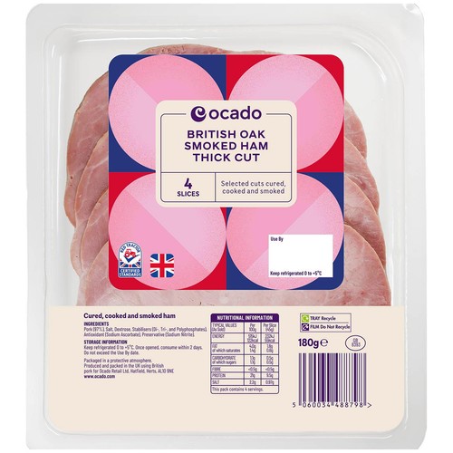 Ocado British Oak Smoked Ham Thick Cut 4 Slices