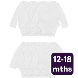 M&S Baby Cotton Long Sleeve Bodysuits, White, 18-24 Months  