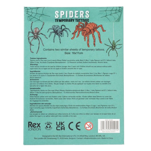 Rex London Halloween Spider Temporary Tattoos