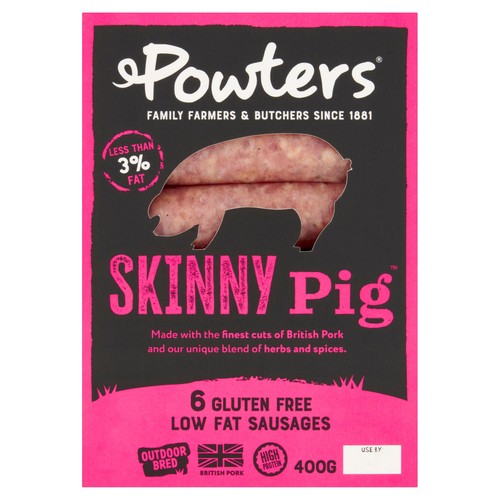 Powters British Outdoor Bred 6 Skinny Pig Low Fat Sausage