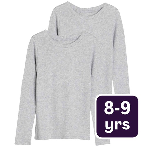 M&S Unisex Heatgen Thermal Tops, 8-9 Years, Grey Marl