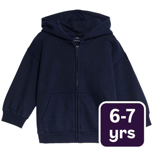 M&S Boys Zip Hoodie, 6-7, Years, Navy