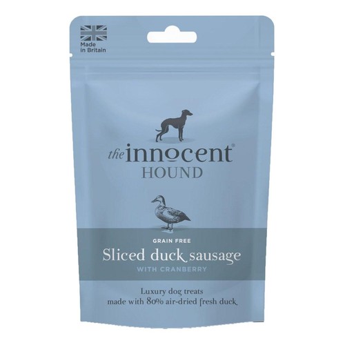 The Innocent Hound Sliced Duck Sausage with Cranberry Dog Treats, 70g The Innocent Hound Sliced Duck Sausage with Cranberry Dog Treats, 70g
