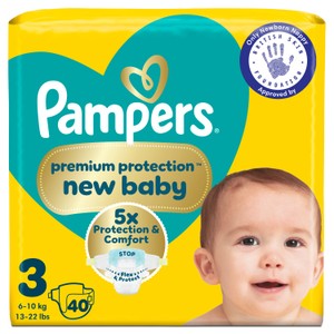 Pampers New Baby Nappies, Size 3 (6-10kg) Jumbo+ Pack