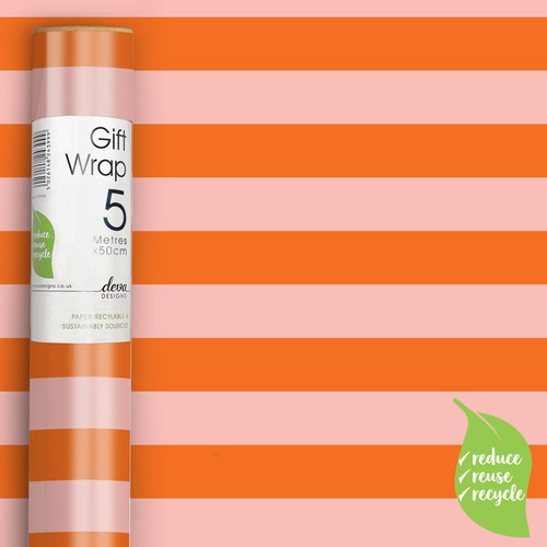 Orange Stripe Gift Wrap Roll
