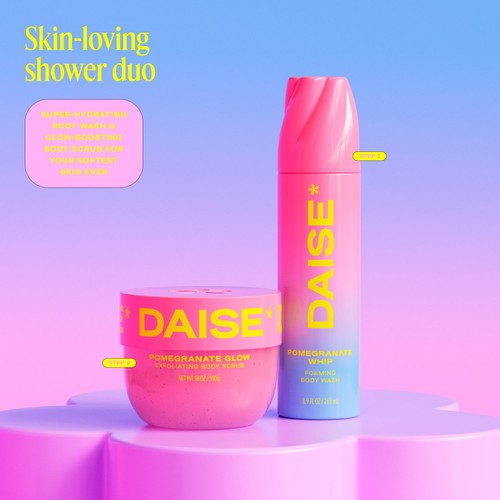 DAISE Exfoliating Body Scrub in Pomegranate Glow, For Soft Glowing Skin