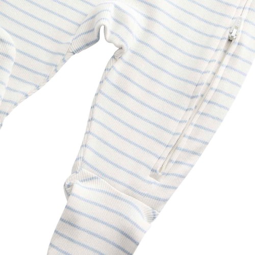 M&S Cotton Rich Ribbed Sleepsuits, 12-18 M, Blue