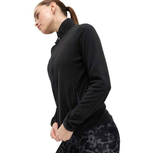 M&S Womens Goodmove Funnel Neck Zip Up Fitted Fleece Jacket, 14, Black