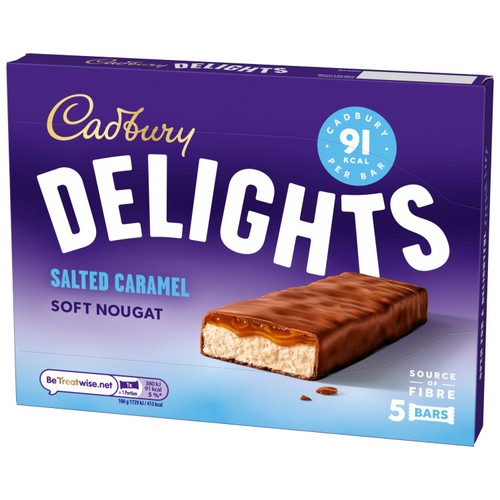 Cadbury Delights Soft Nougat Salted Caramel Chocolate Bars