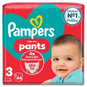 Pampers Baby-Dry Nappy Pants, Size 3 (6-11kg) Essential Pack