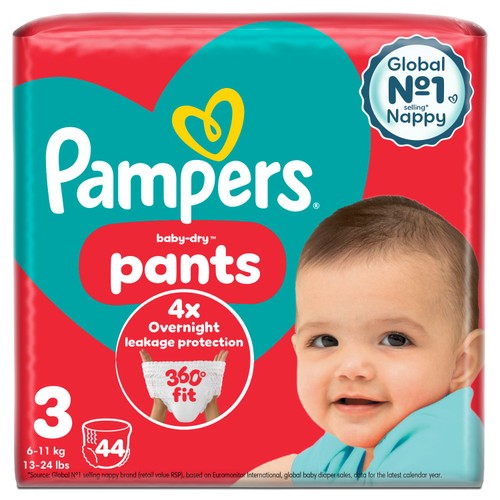 Pampers Baby-Dry Nappy Pants, Size 3 (6-11kg) Essential Pack