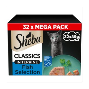 SHEBA Classics Adult Wet Cat Food in Terrine - Fish Selection - 32x85g Trays