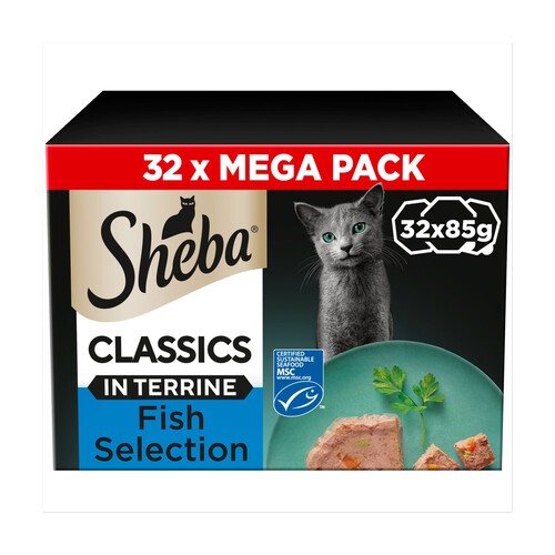 SHEBA Classics Wet Cat Food Trays Ocean Selection in Terrine Ocado