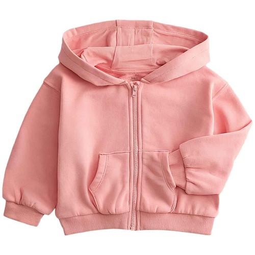 M&S Girls Cotton Rich Pink Zip Hoodie, 6-9 Months, Pink