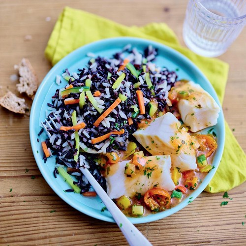 Picard Cod with Camargue Rice & Sauce Vierge