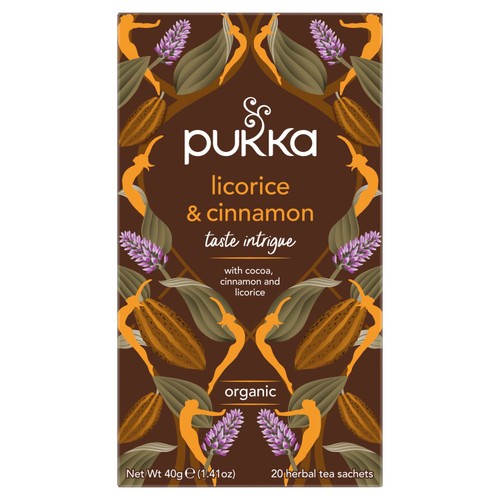 Pukka Organic Licorice & Cinnamon Tea 20 Home Compostable Herbal Tea Bags
