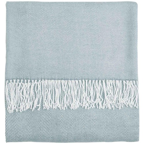 M&S Herringbone Throw, Light Blue
