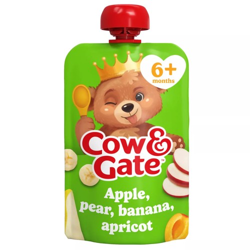 Cow & Gate Fruit Apple Pear Banana & Apricot Baby Pouch 6+ Months