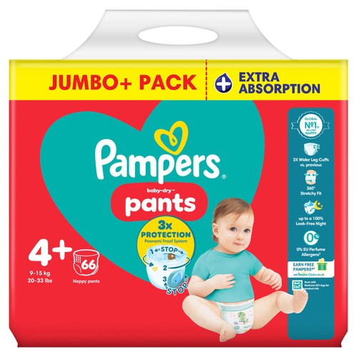 Pampers Baby-Dry Nappy Pants Size 4+ Extra Absorption Jumbo+ Pack
