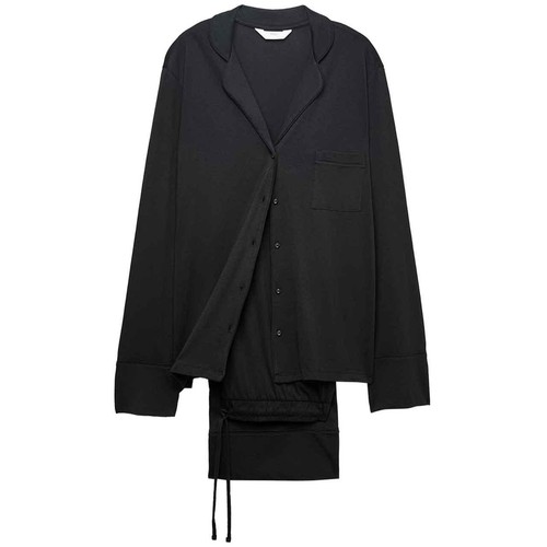 M&S Womens Cotton Modal Revere Pyjama Set, XS, Black