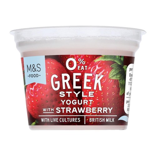 M&S Greek Style Strawberry Live Yogurt 0% Fat