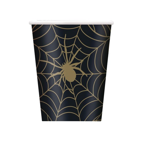 Black & Gold Spider Web Paper Cups