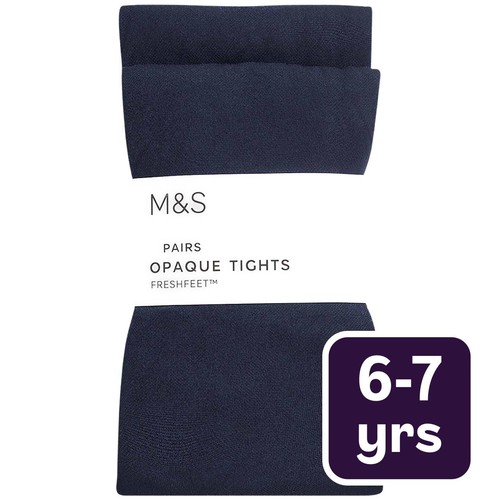 M&S Girls 60 Denier School Tights, 6-7 Years, Navy