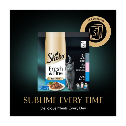 Sheba Fresh & Fine Wet Cat Food Pouches Fish in Gravy