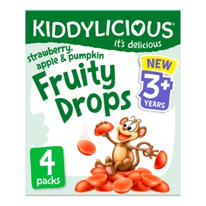 Kiddylicious Strawberry, Apple & Pumpkin Fruity Drops Kids Snacks Multipack
