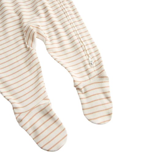 M&S Pocket Paris Zip Footed Sleepsuit, 3-6 Months, Oatmeal