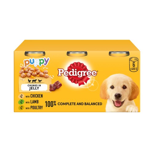 Pedigree Puppy Wet Dog Food Tins Mixed in Jelly 