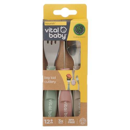 Vital Baby Nourish Big Kid Cutlery 3pk - natural
