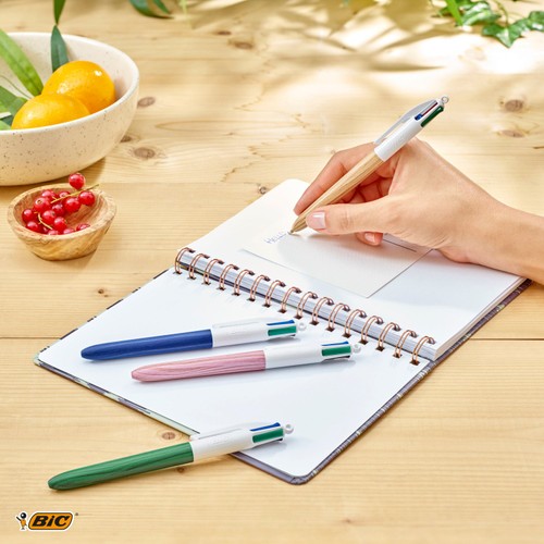 BIC 4 Colours Wood Retractable Ballpoint Pens