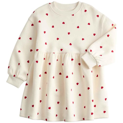 M&S Girls Ditsy Heart Dress, 4-5 Years, Ecru Mix