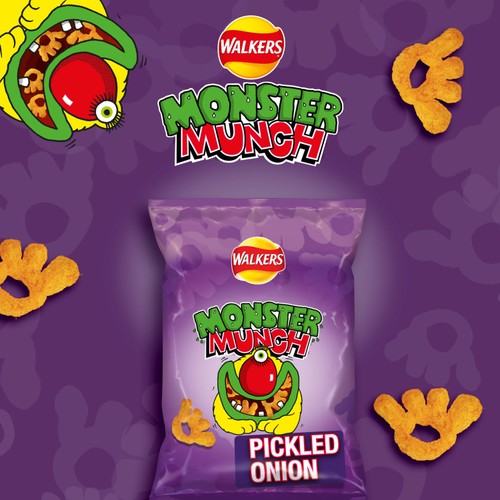 Walkers Monster Munch Pickled Onion Multipack Snacks Crisps 6x20g