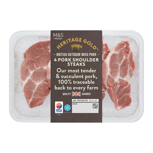 M&S Heritage Gold British Outdoor Bred 4 Pork Shoulder Steaks