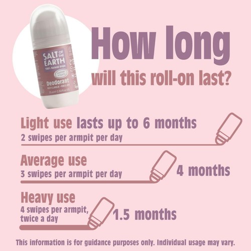 Salt of the Earth Natural Deodorant Refillable Rollon Lavender & Vanilla