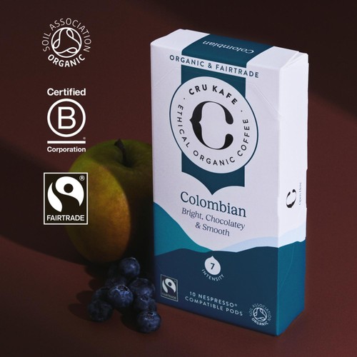 CRU Kafe Organic Fairtrade Colombian Pods 10s