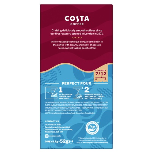Costa Coffee Decaff Coffee Pods