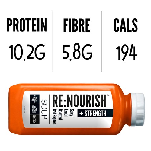 RENOURISH Strength Spicy Lentil & Pepper, High Protein & High Fibre Soup